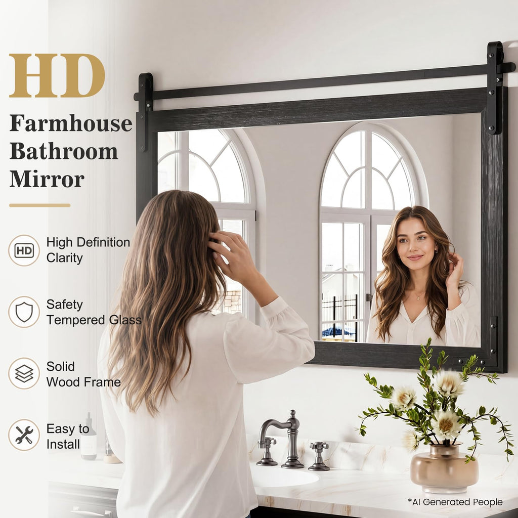 Farmhouse Mirror 40"x26" Black