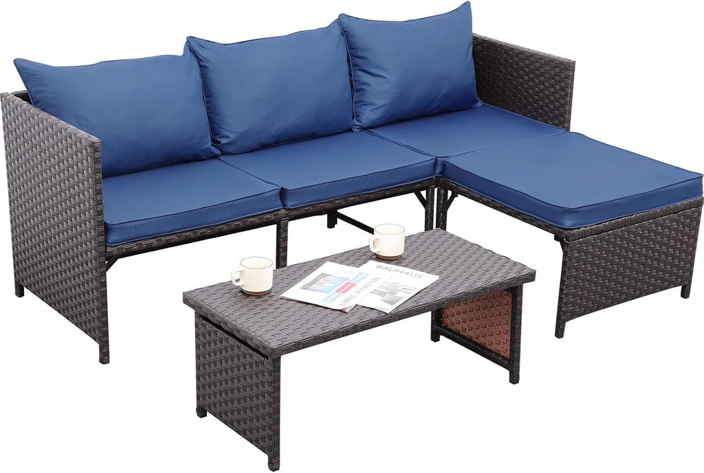 Valita Outdoor Furniture Set 3 Piece Patio Set Patio Conversation Sets Outdoor Sectional Sofa Patio Loveseat Coffee