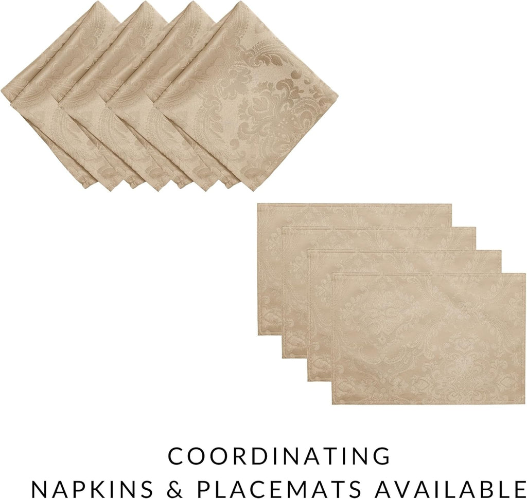 Home Fashions Caiden Elegance Damask Waterproof, Stain & Wrinkle Resistant Fabric Tablecloth, 60" x 