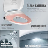 Elongated Smart Heated Bidet Toilet Seat with Unlimited Warm Water, Air Dryer, Adjustable Water Pressure, Self-Cleaning Nozzle, Night Light, Slow-Close Lid