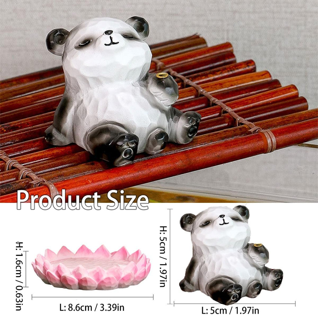 Lotus Panda Incense Holder Cute Animal Figurine Incense Burner Flower Stand Ash Catcher Creative Cartoon Resin Panda