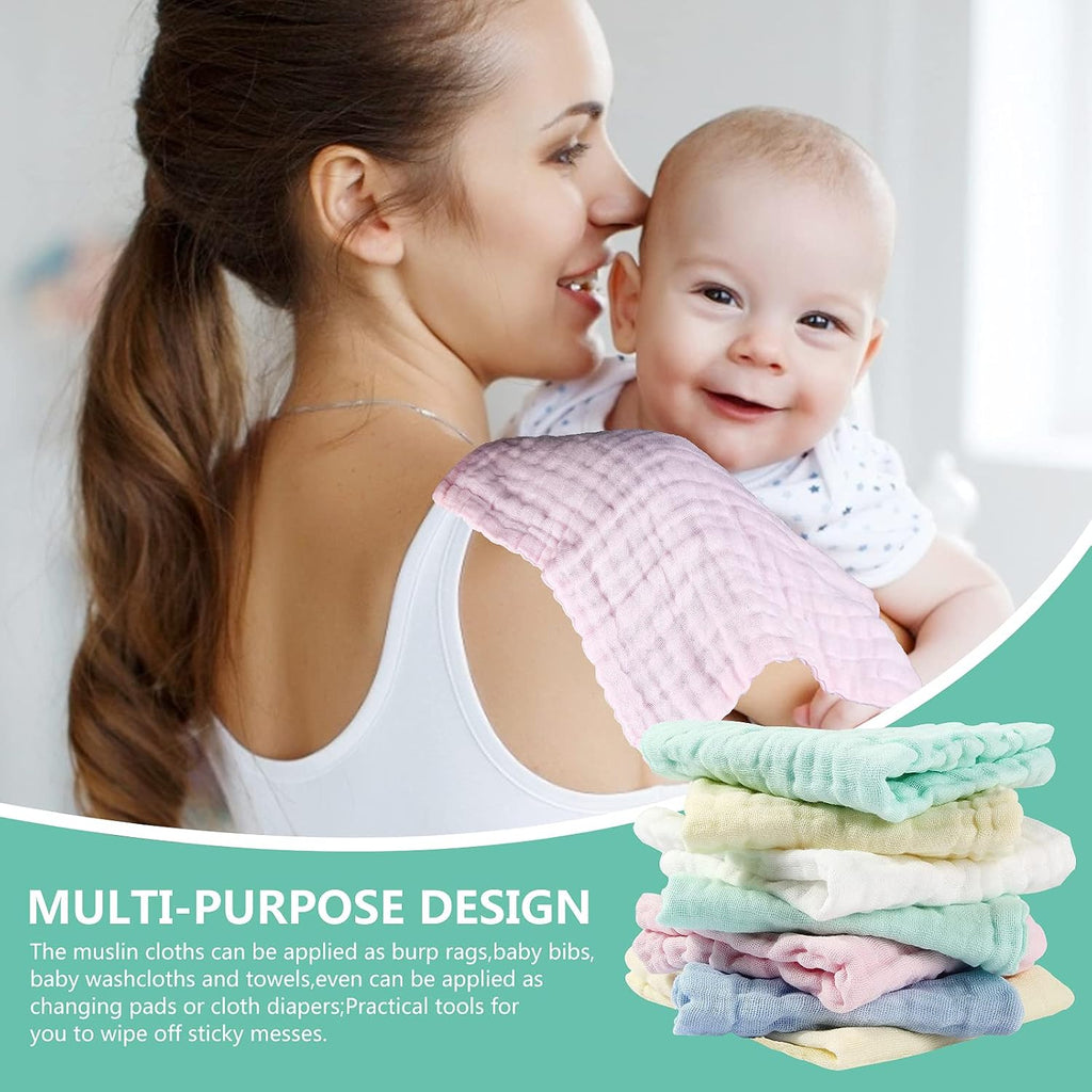 Soft Newborn Essentials - Muslin Washcloths & Towels for Sensitive Skin - 10 Pack, 10x10 Inches - Baby Register