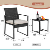 Outdoor 3 Piece Bistro Set Wicker Rocking Chair Rattan Conversation Sets Patio Furniture For Backyard Porch Poolside Lawn A106-B07333F2GF