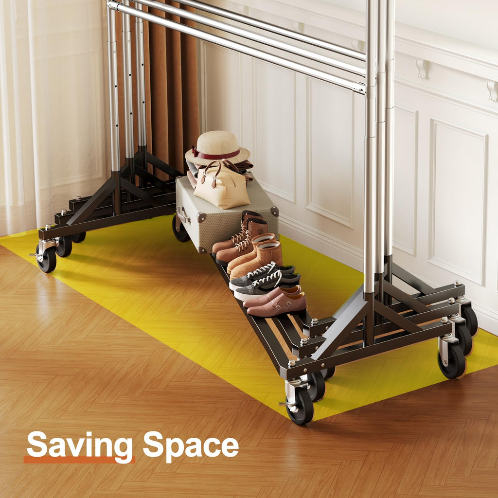 Z Rack, Clothes Rack Hold 550LB 86" H Adjustable Height Double Rod