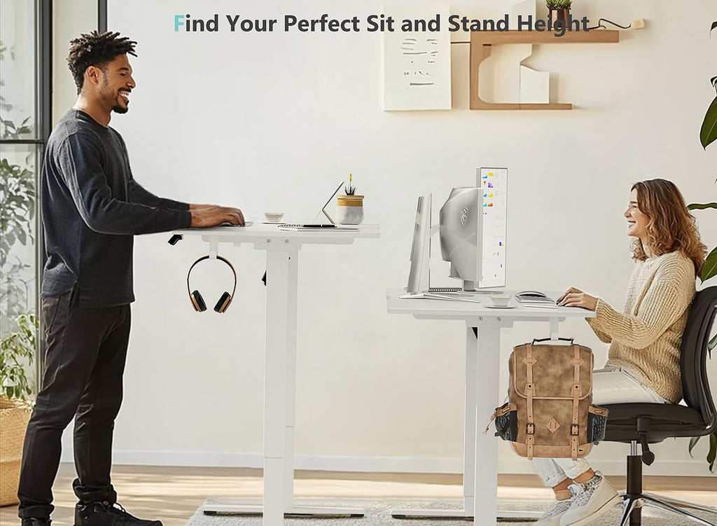 48 x 24 Inch Electric Standing Desk with 4 Wheels, Height Adjustable Desk, Sit Stand Desk with 4 Memory Presets
