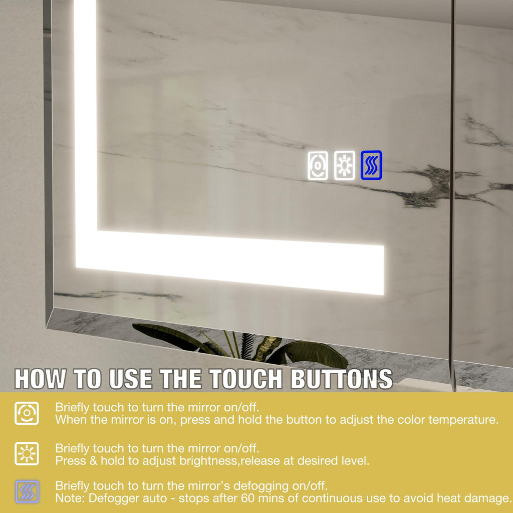 48x24 Lighted Medicine Cabinet with Mirror Defogger - Dimmable Touch Sensor, Adjustable Color Temperature