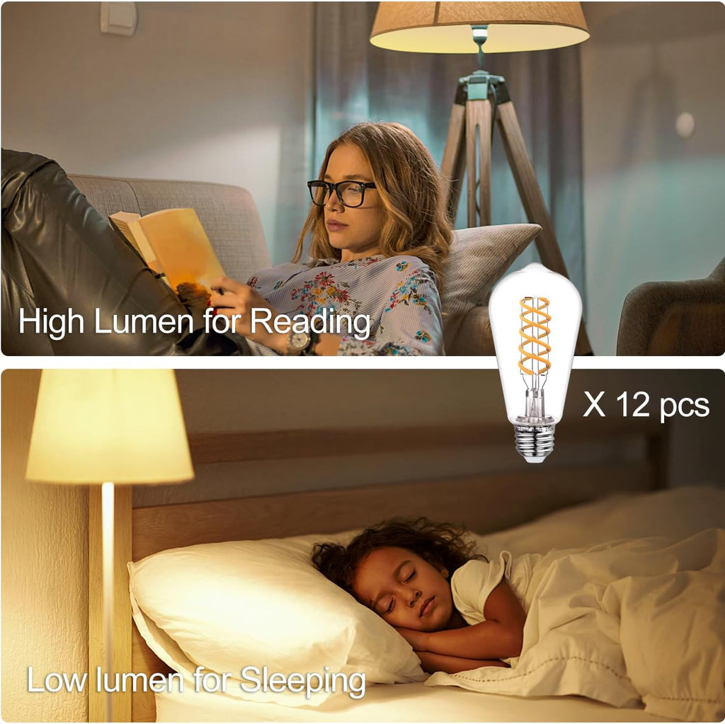 Vintage LED Edison Bulbs 60W Equivalent- ST58/ST19 6W E26 Dimmable Light Bulbs, 2700K Filament Decorative