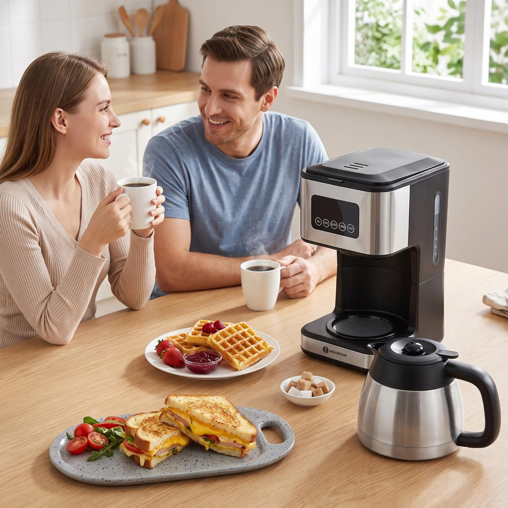 Programmable Coffee Maker with Thermal carafe, Black & Silver