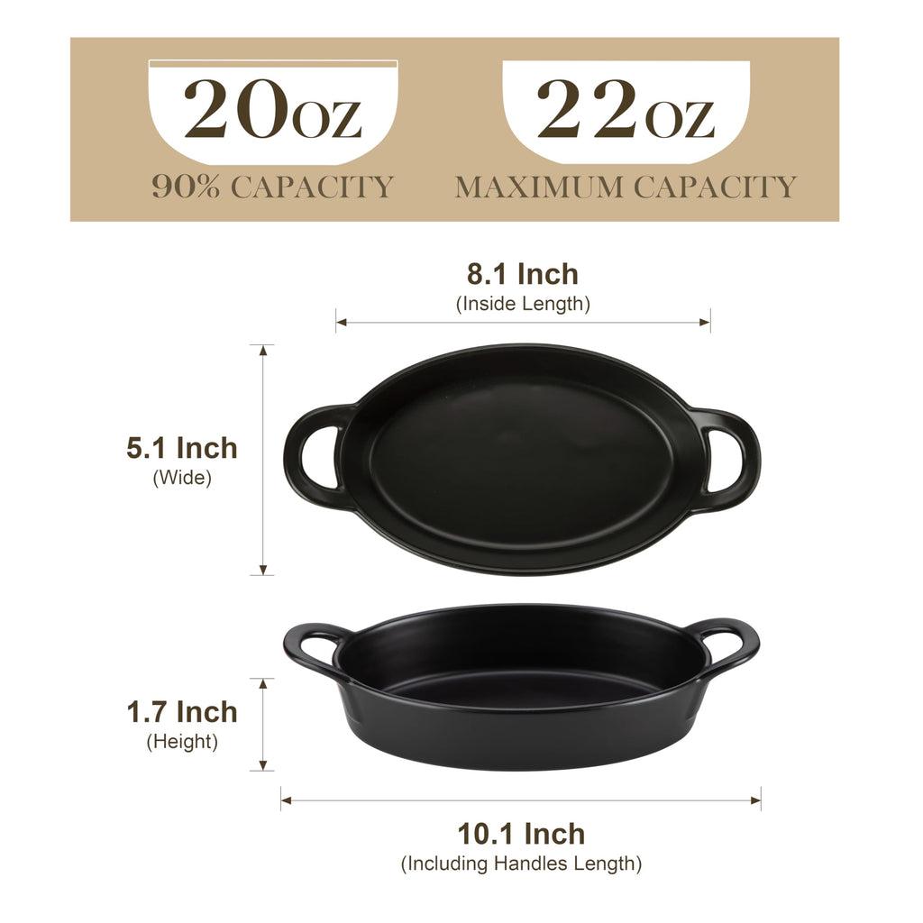 Small Casserole Baking Dishes Set of 4, 8x5 inch Oval Au Gratin