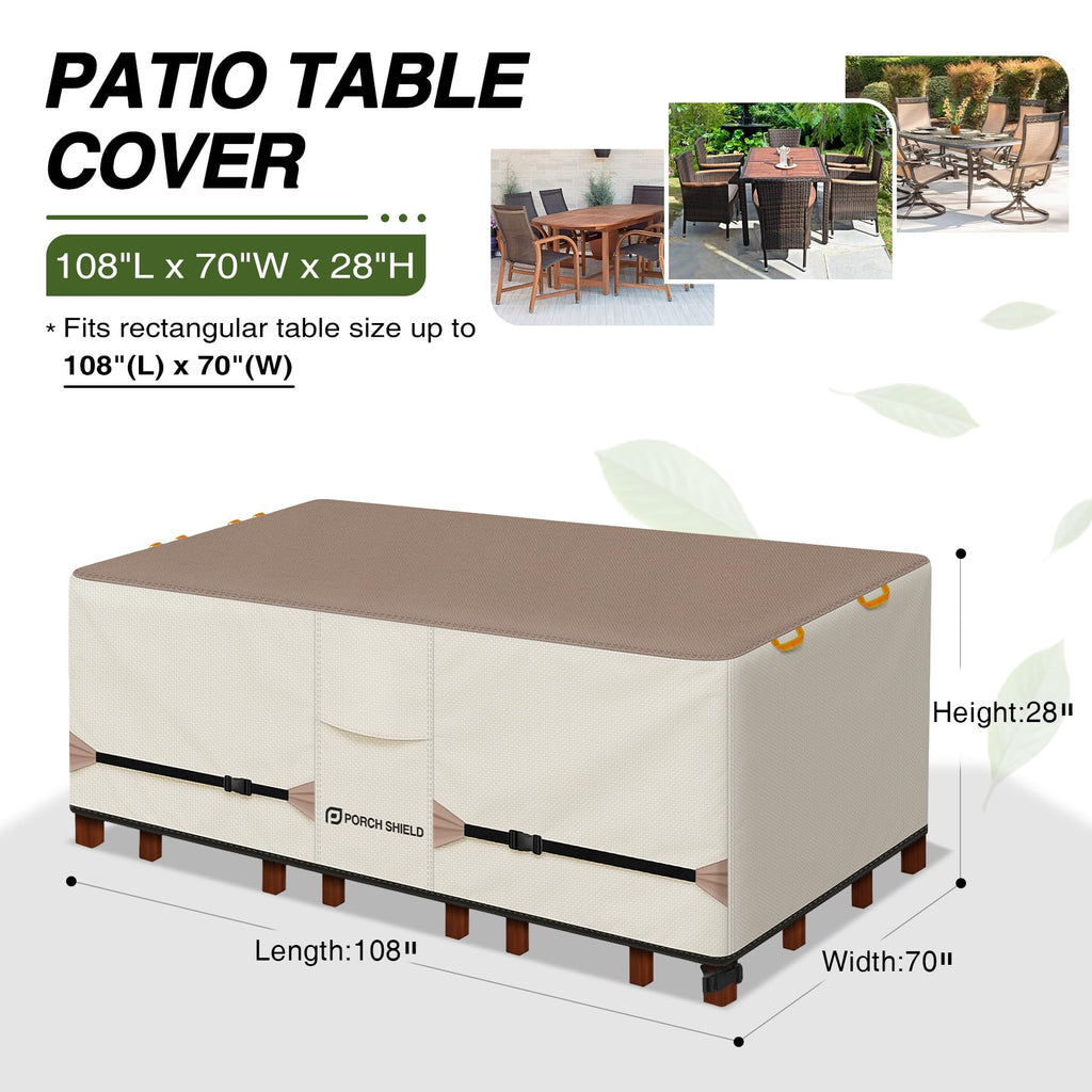 Waterproof Rectangular Patio Table Cover 108 x 70 inch