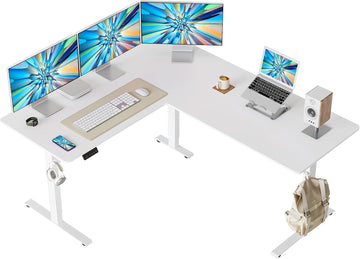 63" x 55"L Shaped Standing Desk, Electric Stand up Corner Computer Desk, Sit Stand Home Office Desk with Splice
