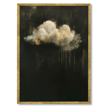 Gold Framed Abstract Cloud Wall Art Modern Darkness Moody Landscape Poster Minimalist Dark Academia Canvas Painting