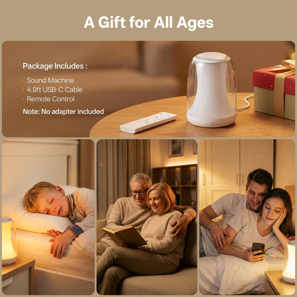 White Noise Sound Machine for Sleep Night Light Baby Remote/Touch Control