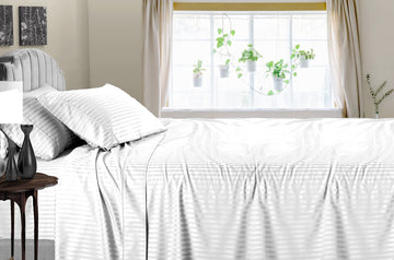 Alberta King Size (96" x 96") 600 Thread Count Luxury Egyptian Cotton Bed Sheets, Sateen Weave, 4PCs Luxury Soft Bed