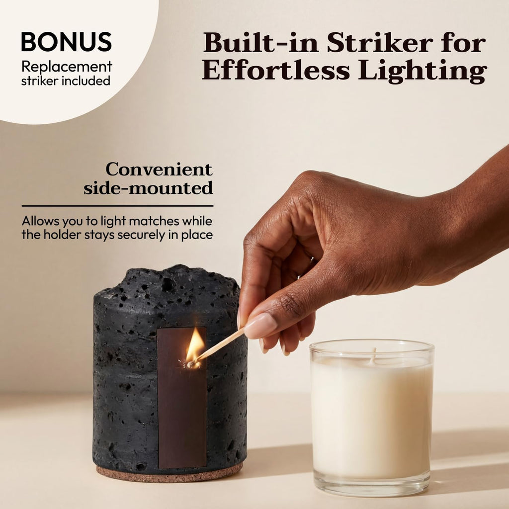 Ceramic Match Holder with Striker - Handmade Match Box - Matches in a Jar Candle - Modern Bathroom & Home - Set of 2