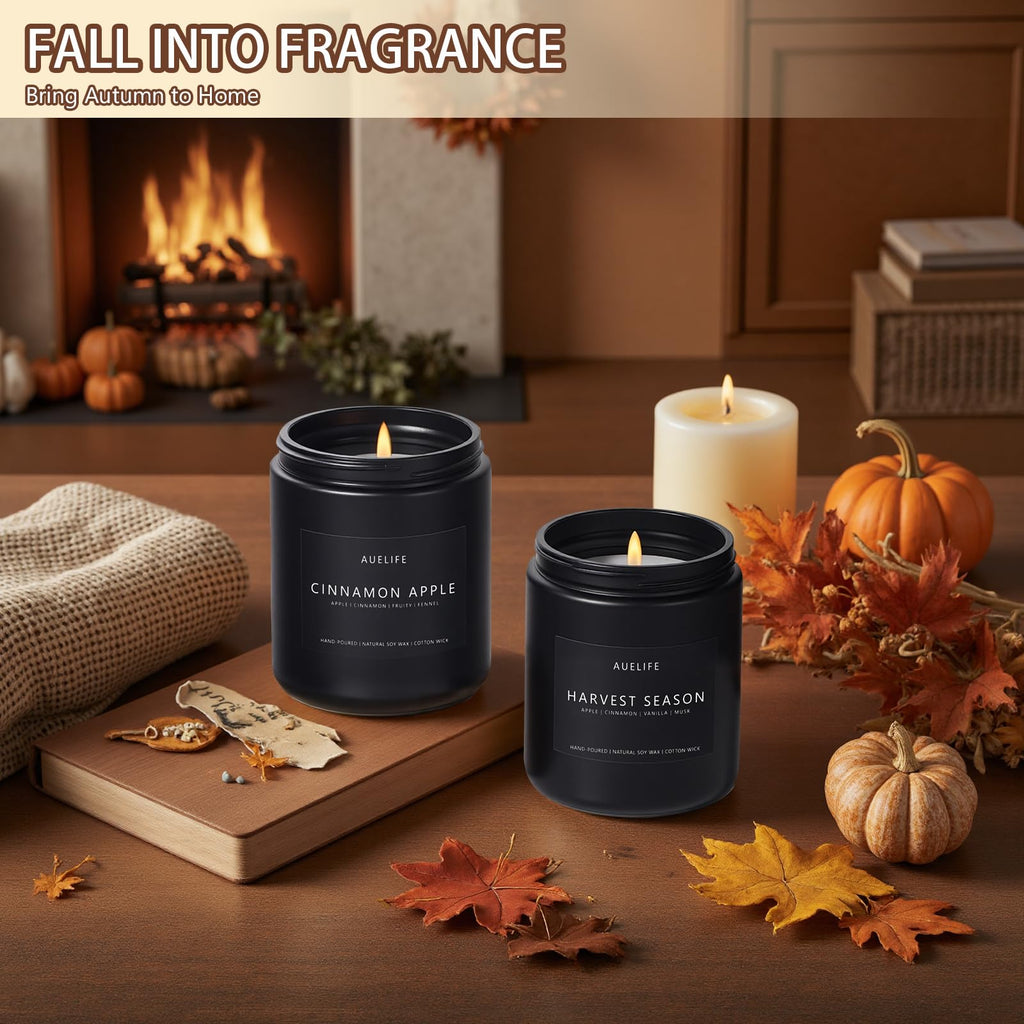 Fall Candle Set Scented, Soy Wax, 4 Pack 28 oz
