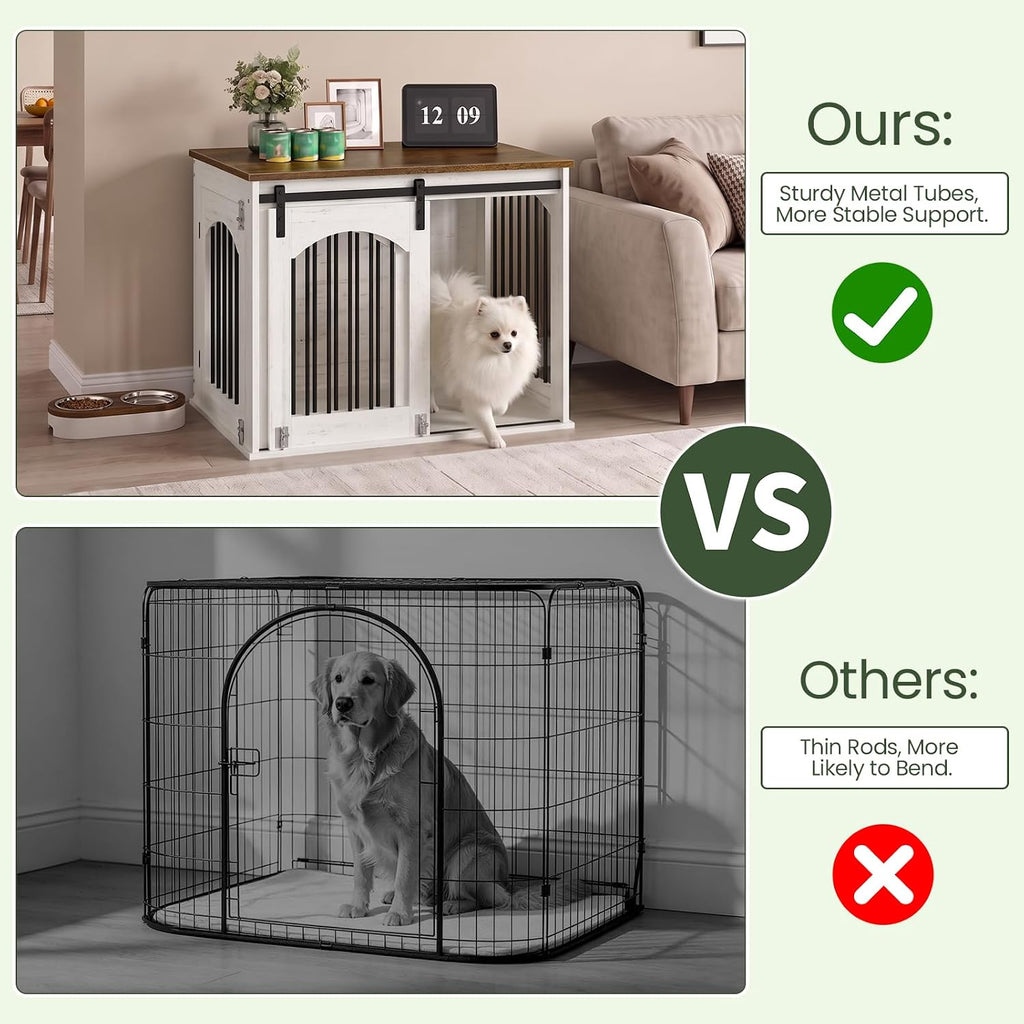 31.5" Dog Crate Furniture, Heavy Duty Dog Kennel with Barn Door