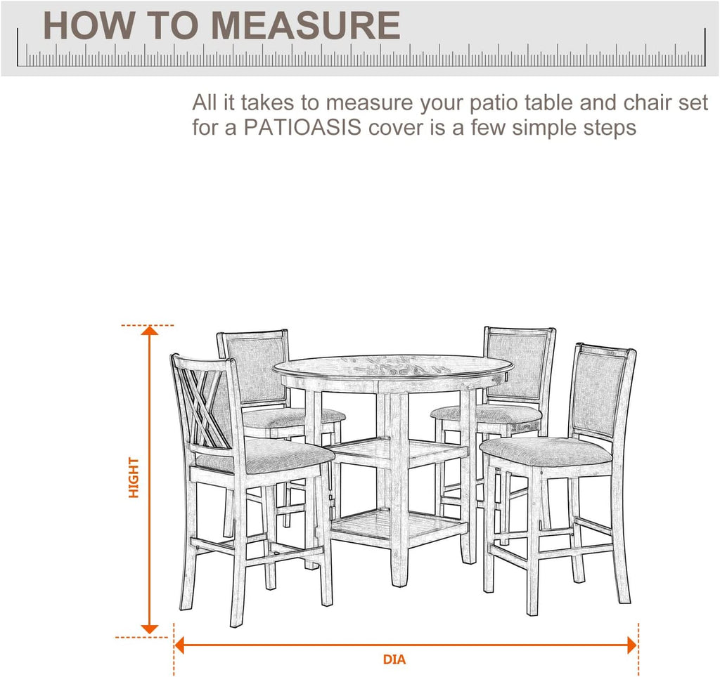 Waterproof Patio 4-6 Piece Chairs and Round Table Cover 76'' Dia All Weather Proof 600D Oxford Gray Outdoor Furniture