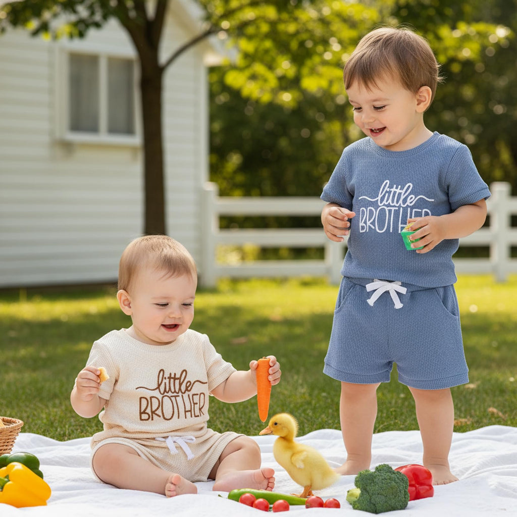 Baby Boy Summer Clothes Newborn Infant Outfit Letter Embroidery Print Short Sleeve Romper with Shorts 2Pcs Set