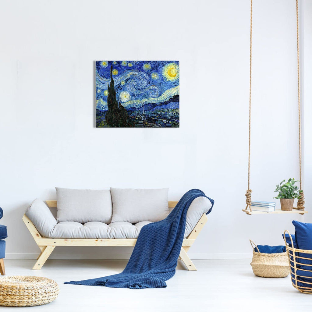 Van Gogh Canvas Wall Art: Starry Night Landscape Painting Picture Reproduction Room Decor - Famous Art Prints Large