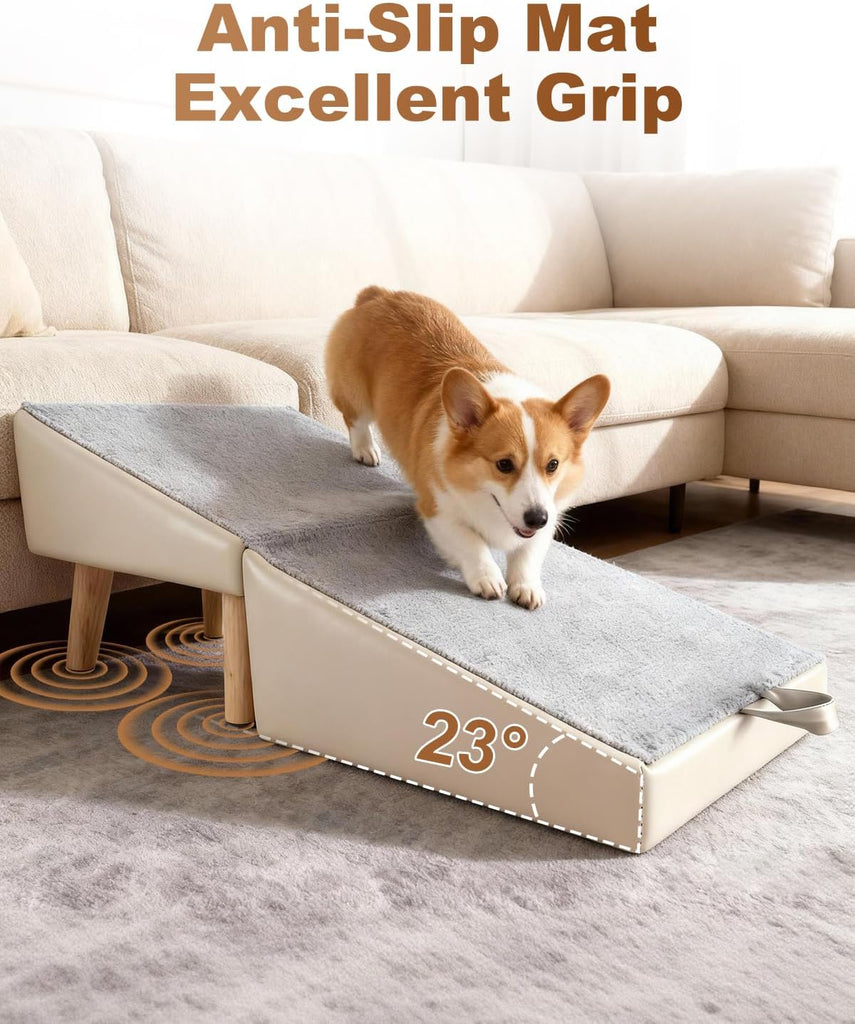 Ottoman Dog Ramp for Couch Sofa & Low Bed, 15.7" W 2-in-1 Pet Steps