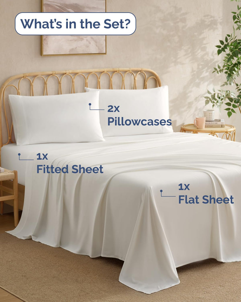 100% Rayon Derived from Bamboo - Bamboo Sheets - Antique White