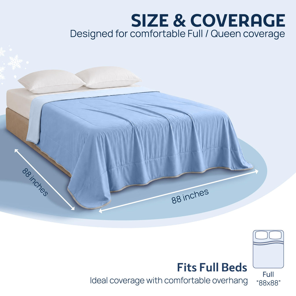 Cool PlusTM Cooling Comforter for Hot Sleepers, Full/Queen | Oeko-TEX Certified Silky Nylon, Lab-Tested