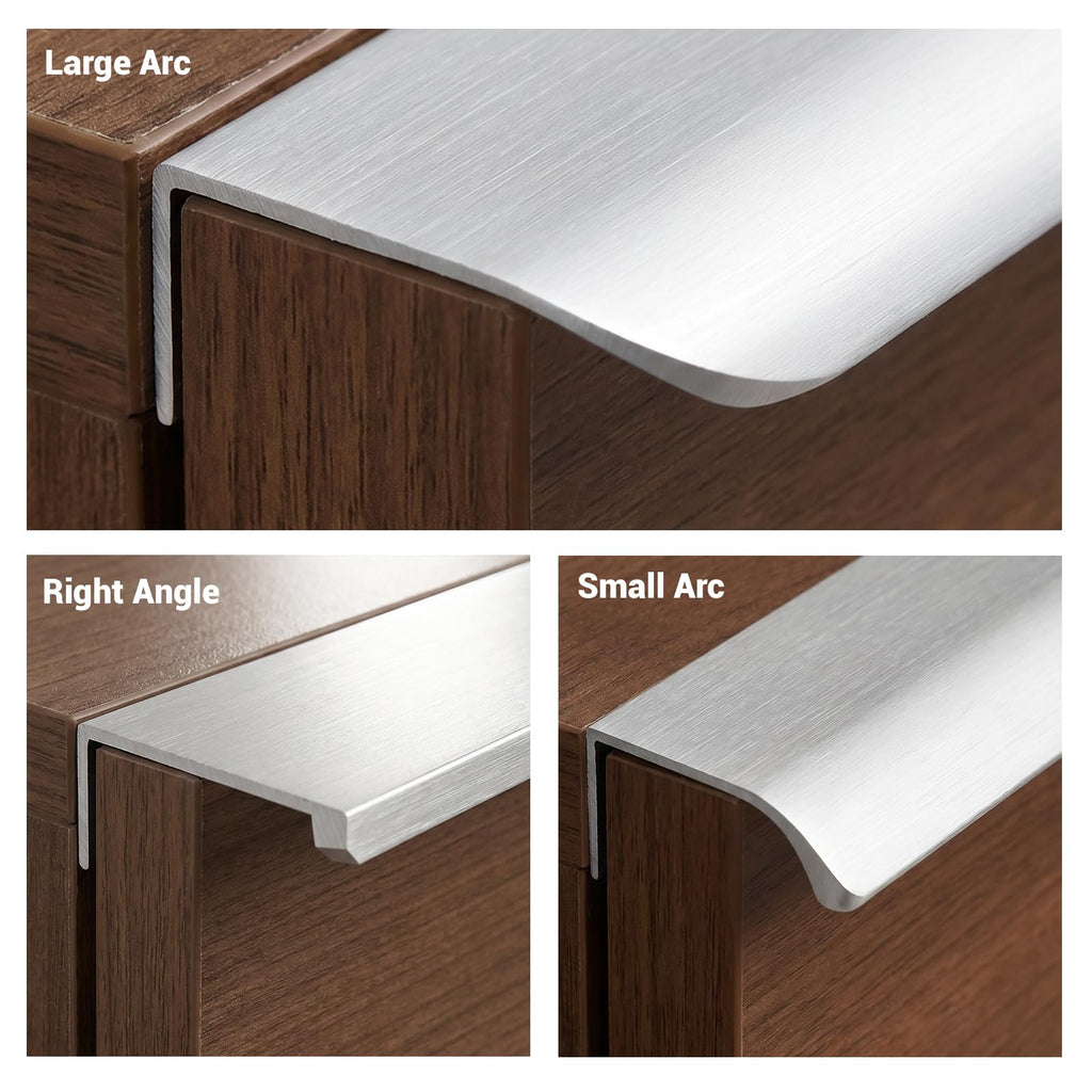 10 Pack Edge Finger Pulls for Cabinets 150mm/5.91" Length, Modern Drawer Concealed Tab Pulls, 128mm Hole Center Large