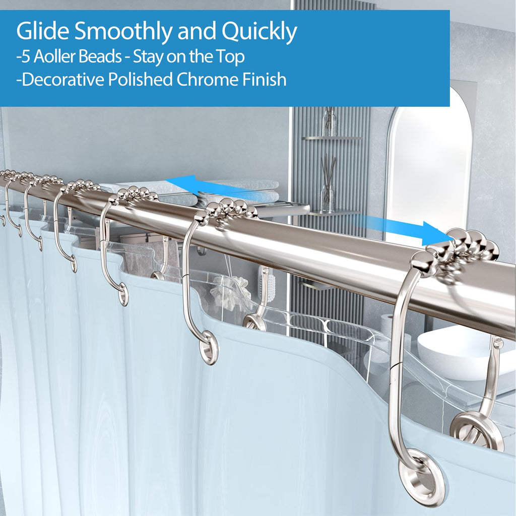Shower Curtain Hooks, Decorative Rust Proof Shower Curtain Rings