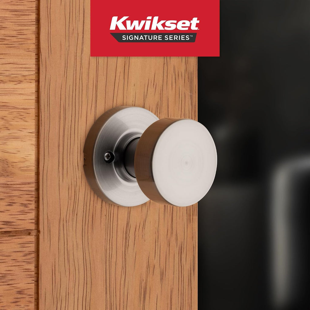 Pismo Dummy Door Knob, Single Sided Handle for Closets, French Double Doors, and Pantry, Satin Nickel Non-Turning