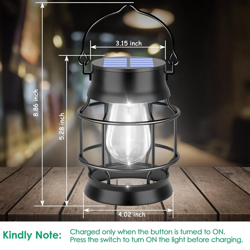 Metal Solar Lanterns Outdoor, Hanging Lights, 4 Pack, Cool White