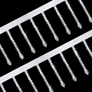 White Beaded Fringe Trim Lace Irregular Bead Fringe - 9.5 Yards