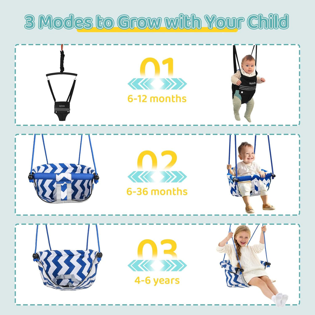 2 in 1 Baby Jumper Swing, Toddler Swing 6 Months to 6 Years Black