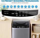 Portable Washing Machine, 7.7LBS Full-Automatic, 10 Wash Cycles, Stainless Steel Drum, Quiet Compact Washer for