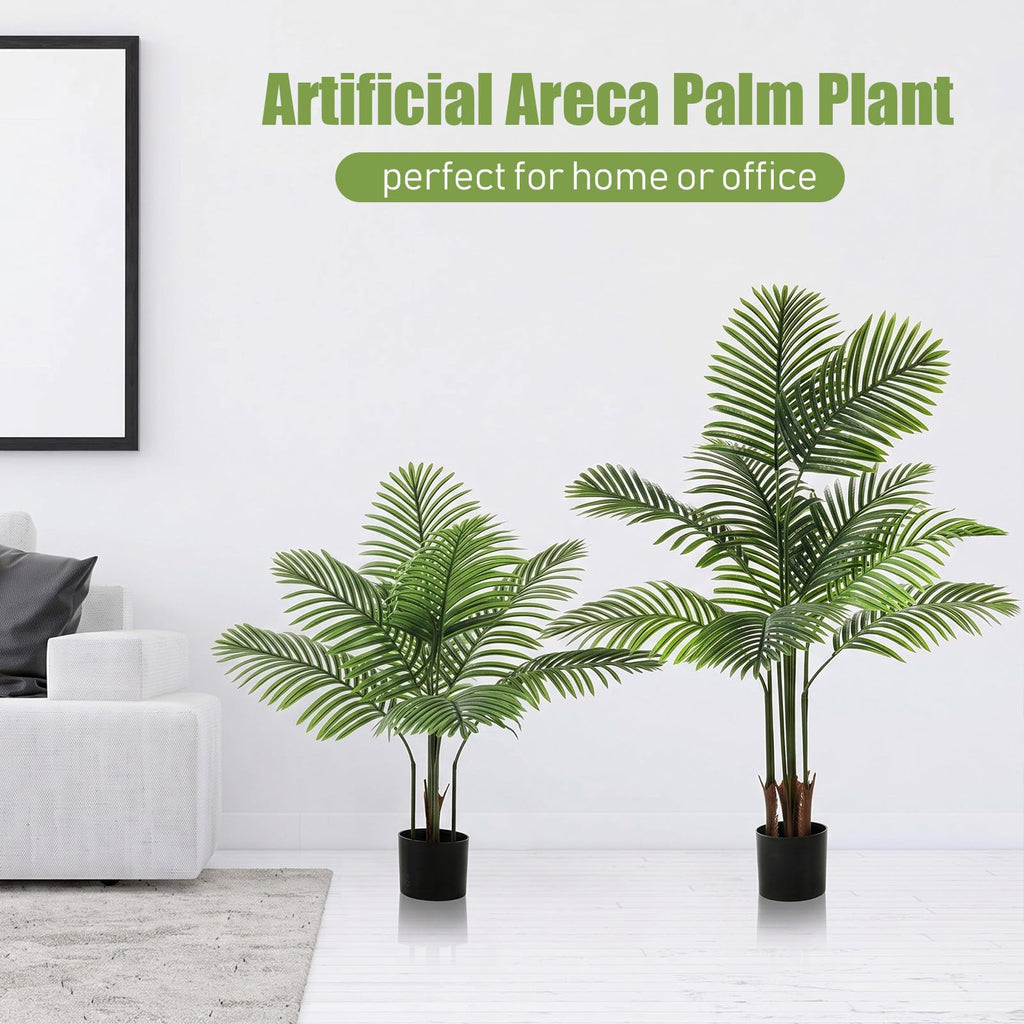 4 Pack Artificial Palm Trees 3Ft 4Ft, Fake Plants Fake Trees Artificial Areca Palm Plants for Outdoor Indoor Faux