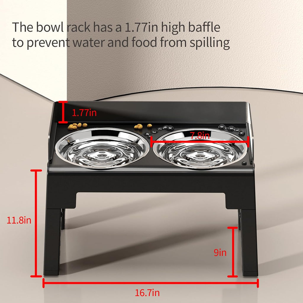 Elevated Dog Bowls for Medium and Large Dogs, Spill Proof Tiltable Dog Feeder with 2 Stainless Steel Bowls, 6 Height