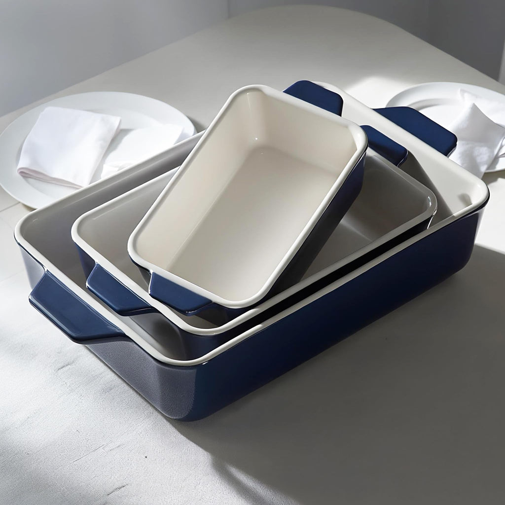 Casserole Dish, Ceramic Baking Dish, Large Lasagna Pan Deep for Oven, 8.5 x 14, 11 x 7, 8 x 5, Set of 3, 92oz, 50oz