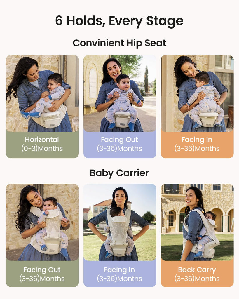 Safety-Certified 3D Knit Baby Carrier Newborn to Toddler, Beige