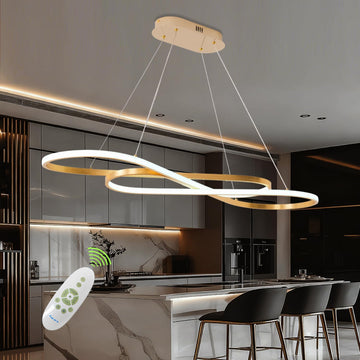 Gold 47.24in Linear Dimmable LED Pendant Chandelier Color Adjustable