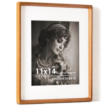 11x14 Picture Frame, USA-Sourced Teak Wood Photo Frames with HD Tempered Glass, Handcrafted Rounded Corner 11 x 14