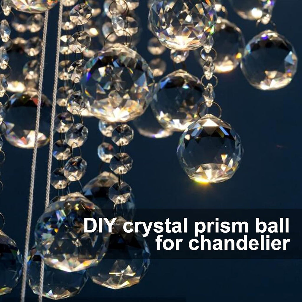 Clear Crystal Sun Catcher Suncatcher Prism Ball with Metal Chains - 6 Pack, 2"/50mm, Rainbow Pendant Maker