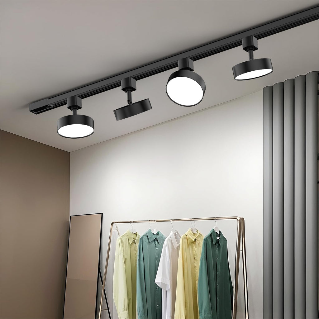 Diffuse LED Track Lighting Heads H Type, 12W 3000K, 4 Pack Black