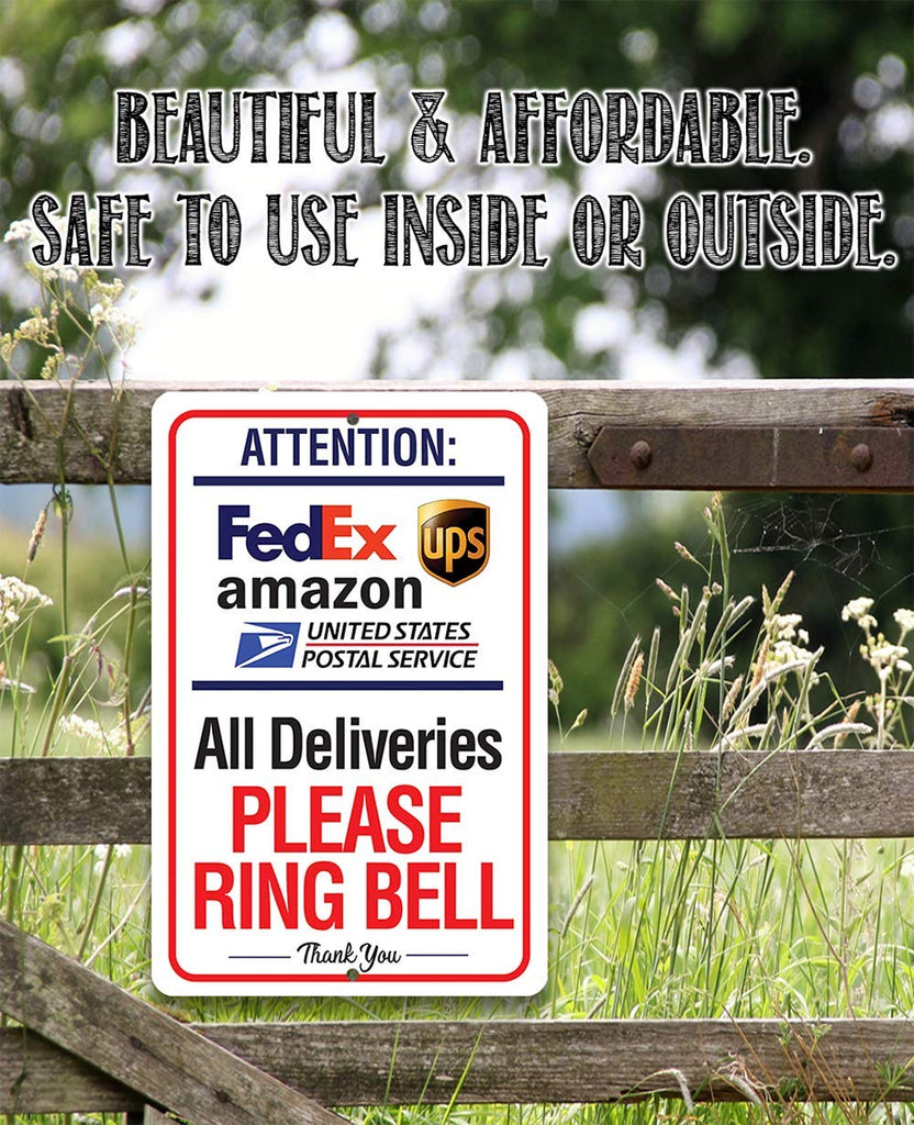 Delivery Sign for Package and Box Deliveries - Please Ring Bell Instructions - Directional Deliveries Sign, Porch