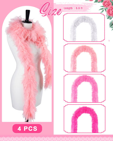 Feather Boas Halloween Party Decor 6.6 ft Multi Color 2 - 4 Pcs