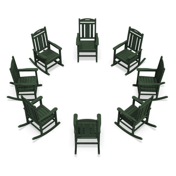 Oversized Outdoor Rocking Chairs Set of 8, 380lbs Heavy-Duty Large Patio Rocker, High Back Cozy Porch Chairs, Weather