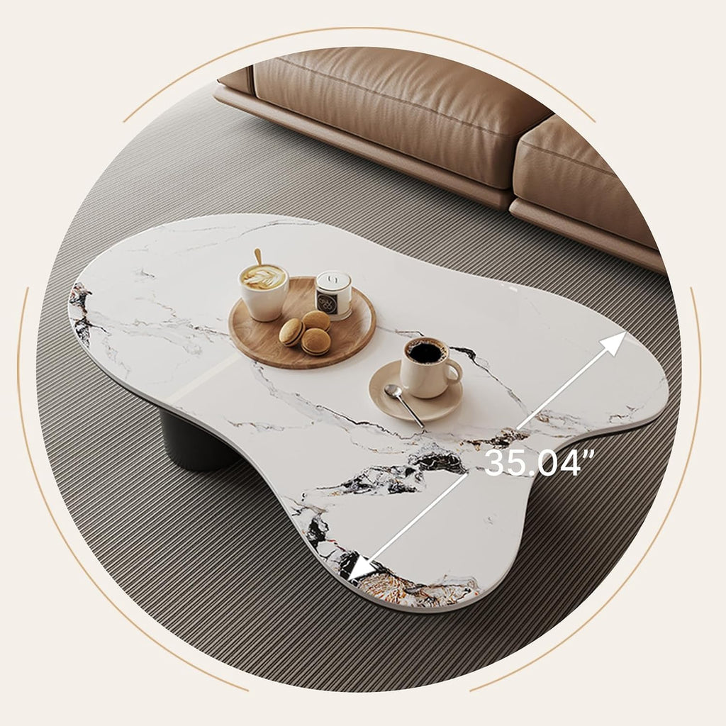 Modern Coffee Table for Living Room, 48.42" Cloud Coffee Table with White Sintered Stone Top, Large Living Room Table