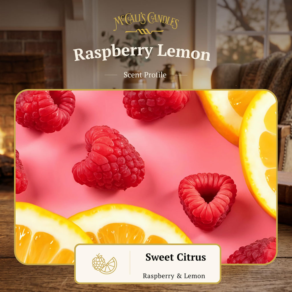 Raspberry Lemon | 26 oz Scented Candle | USA-Poured | Vintage Rustic Jar with Carrying Handle | Bright Fresh Berry