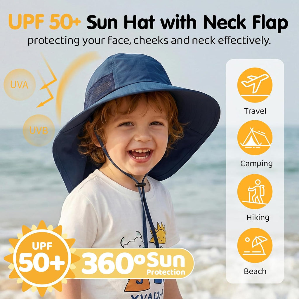 Baby Sun Hat with Neck Flap UPF 50+ for Toddler Sun Protection Beach Hat