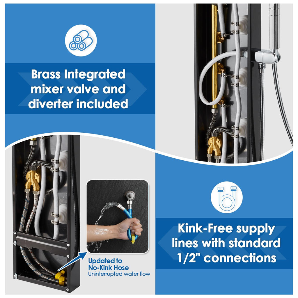 Shower Panel Tower System - 4 Shower Modes Simultaneous Function