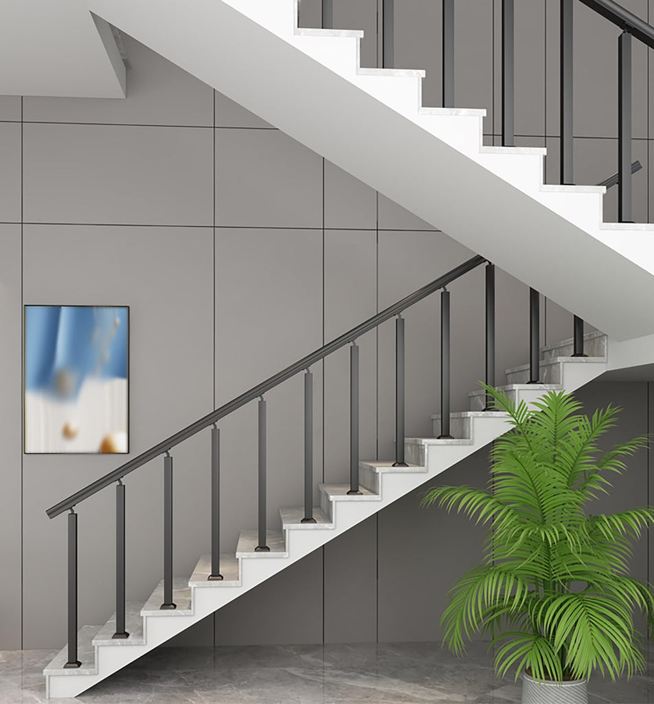2 4 6 8 10 Pc Black Metal Baluster Posts, 28 36 44 50 58 Inch Tall Staircase Railing System Column for Interior